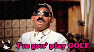 Man With Sunglasses And Mustache Saying I'm Gon Play Golf GIF