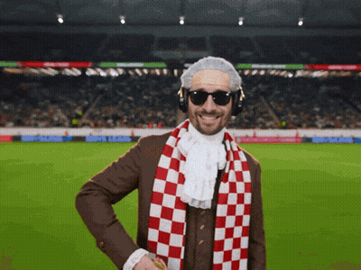 Man With Sunglasses And Scarf At Soccer Field GIF
