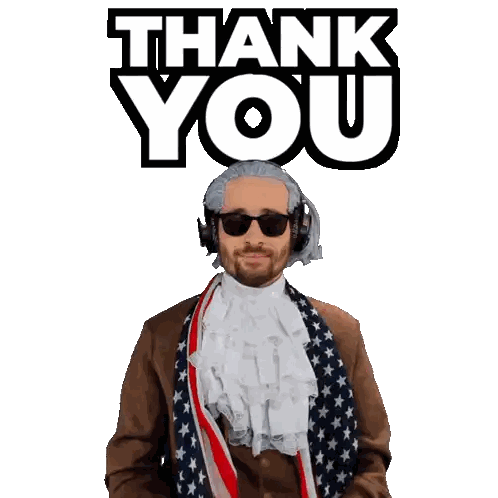 Man With Sunglasses And Thank You Sticker