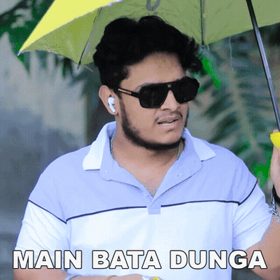 Man With Sunglasses Holding Yellow Umbrella Main Bata Dunga GIF