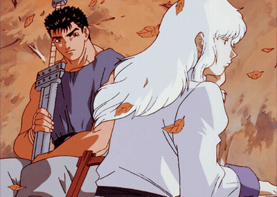 Man With Sword And Woman With White Hair Sitting Together GIF