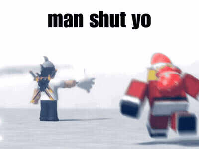 Man With Sword Cartoon Says Man Shut Yo GIF