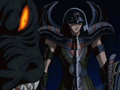 Man With Sword Facing Monster GIF