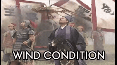 Man With Sword In Front Of Soldiers Saying Wind Condition GIF