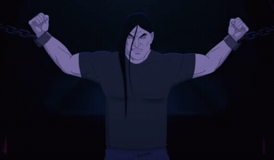 Man With Sword In Snow Looking Up GIF