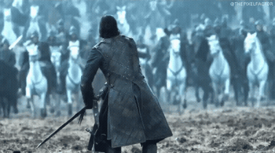 Man With Sword On Horse In Front Of Army GIF