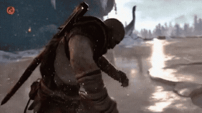 Man With Sword On Snowy Field GIF
