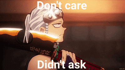 Man With Sword Saying Don't Care Didn't Ask GIF