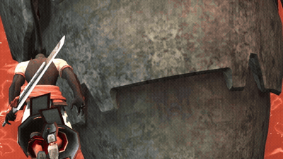Man With Sword Standing In Front Of Rock GIF