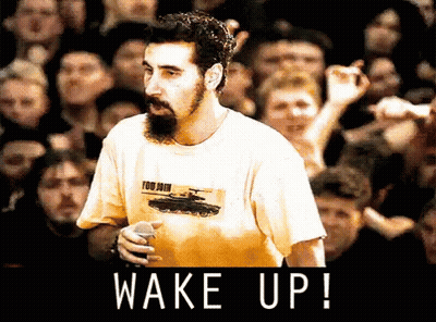 Man With Tank Shirt Saying Wake Up GIF