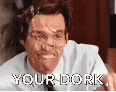 Man With Tape On Face Saying Your Dork GIF