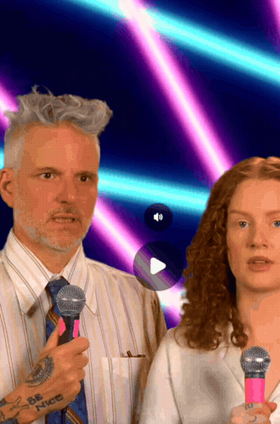 Man With Tattoo Holding Pink Microphone GIF
