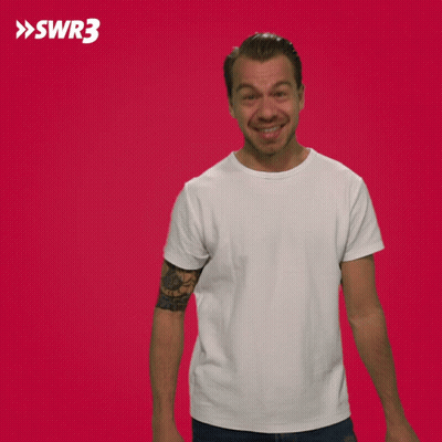 Man With Tattoo Making Funny Face In Front Of Red SWR3 Background GIF