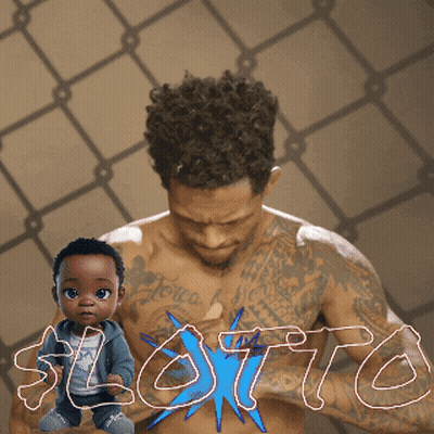 Man With Tattoo Next To Baby Saying Lotto GIF