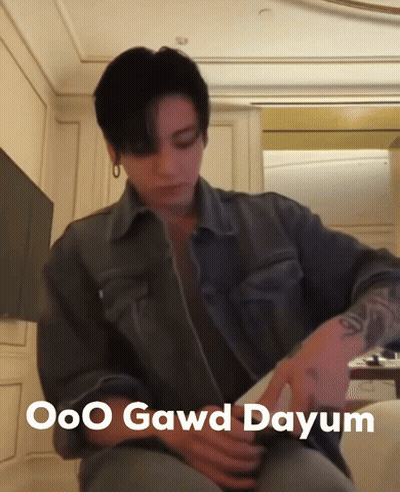 Man With Tattoo Wearing O O Gawd Dayum Shirt GIF