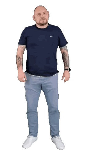 Man With Tattoos In Blue Shirt Sticker
