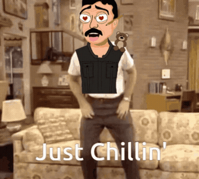 Man With Teddy Bear Just Chillin GIF