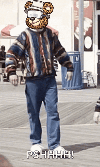 Man With Teddy Bear On Head Saying Pshhhh GIF