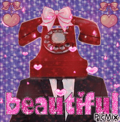 Man With Telephone On Head Saying Beautiful GIF