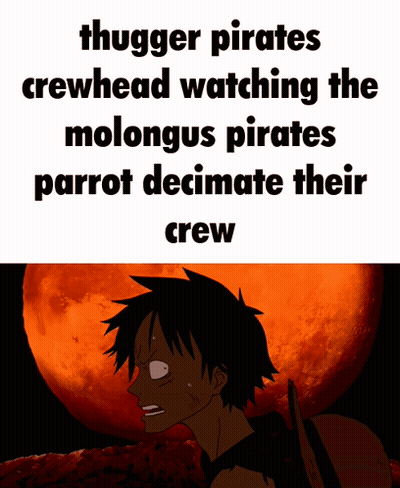 Man With Thugger Pirates Crewhead Watching Molongus Pirates Parrot GIF