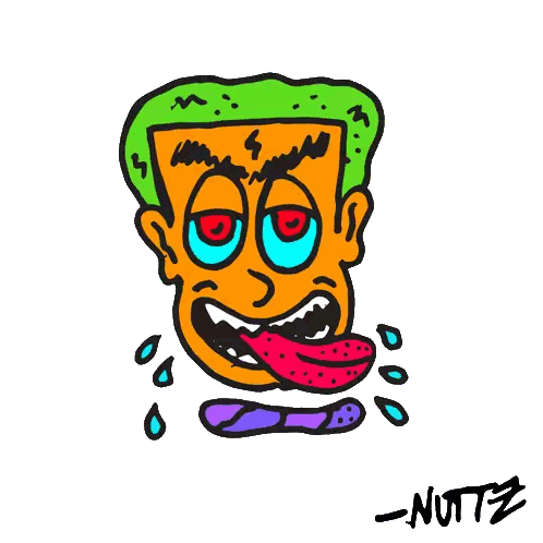 Man With Tongue Out And Nutz Letters Sticker