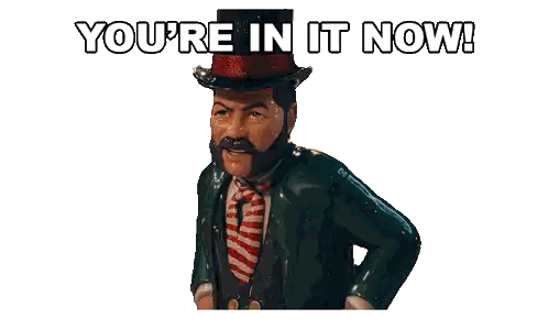 Man With Top Hat And Beard Says You're In It Now Sticker