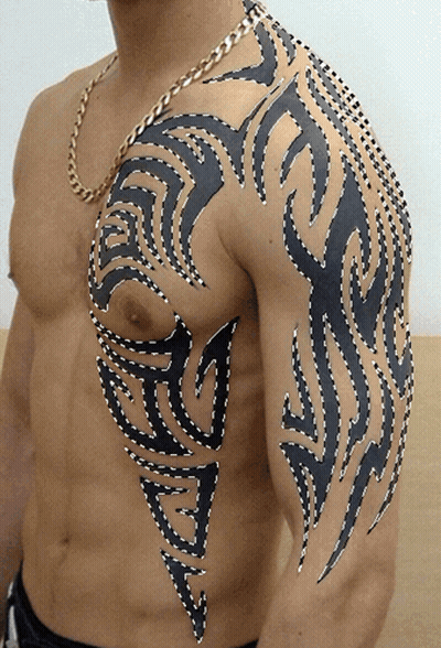 Man With Tribal Chest Tattoo GIF