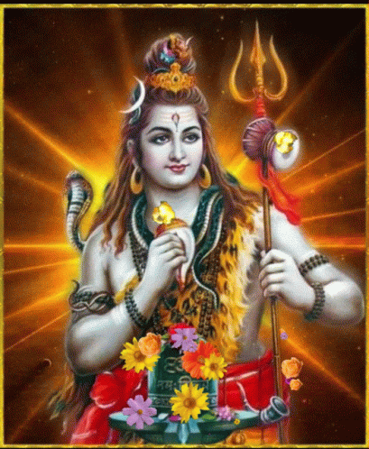 Man With Trident And Flowers GIF