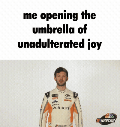 Man With Umbrella Saying Me Opening The Umbrella Of Unadulterated Joy GIF
