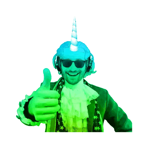 Man With Unicorn Horn Giving Thumbs Up Sticker