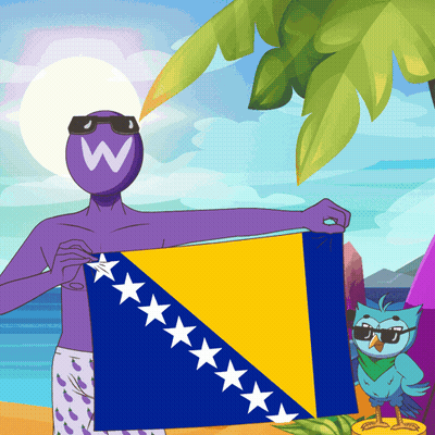 Man With W On Head Holding Flag GIF
