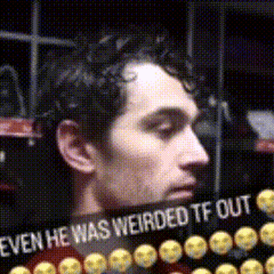 Man With Weirded Out Words GIF