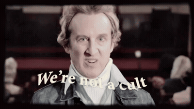 Man With Were Not A Cult Text GIF