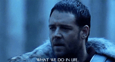 Man With What We Do In Life On Face GIF