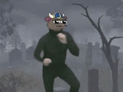Man With White Cat On Head In Cemetery GIF
