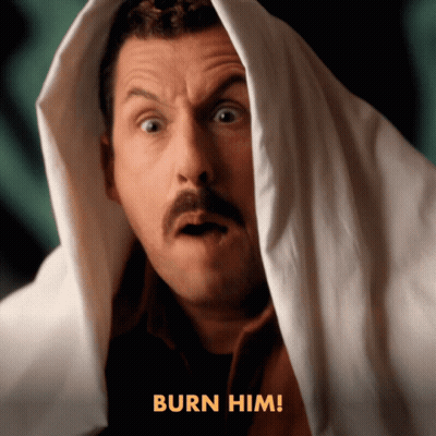 Man With White Cloth Saying Burn Him GIF