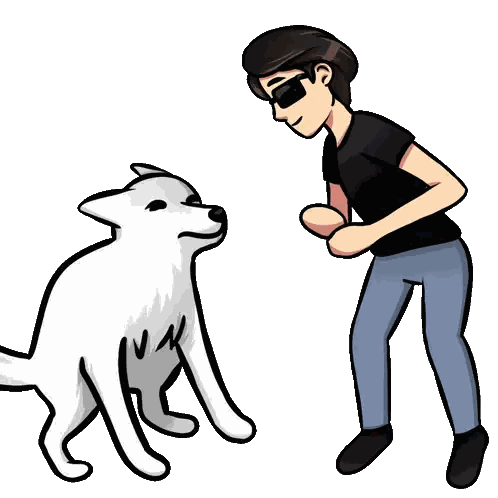 Man With White Dog Sticker