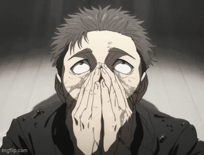 Man With White Eyes Covering Face GIF