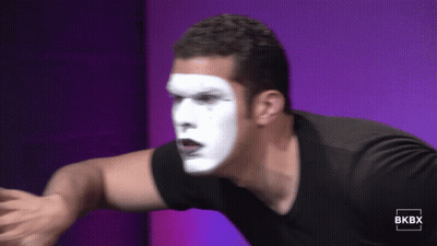 Man With White Face Paint In Black Shirt Saying BKBX GIF