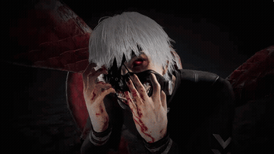 Man With White Hair And Black Mask Lying On Ground GIF
