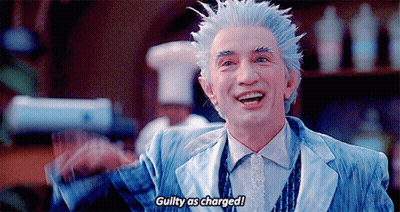 Man With White Hair And Blue Suit Says Guilty As Charged GIF