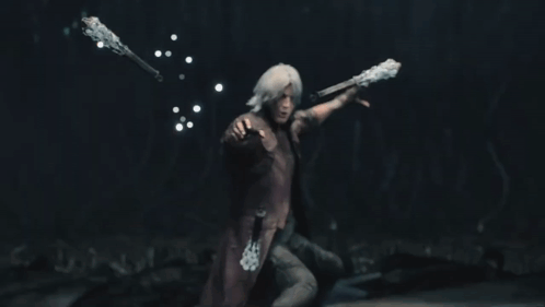 Man With White Hair Holding Gun GIF