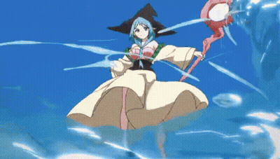 Man With White Hair Holding Sword In Air GIF