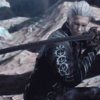Man With White Hair Holding Sword GIF