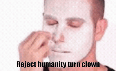 Man With White Mask Reject Humanity Turn Clown GIF