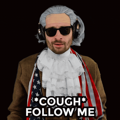 Man With Wig And Headphones Saying Cough Follow Me GIF
