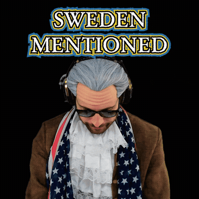 Man With Wig And Headphones Sweden Mentioned Sign GIF