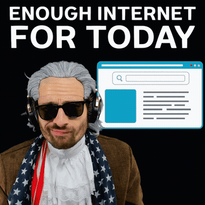 Man With Wig And Sunglasses Front Of Screen Saying Enough Internet GIF