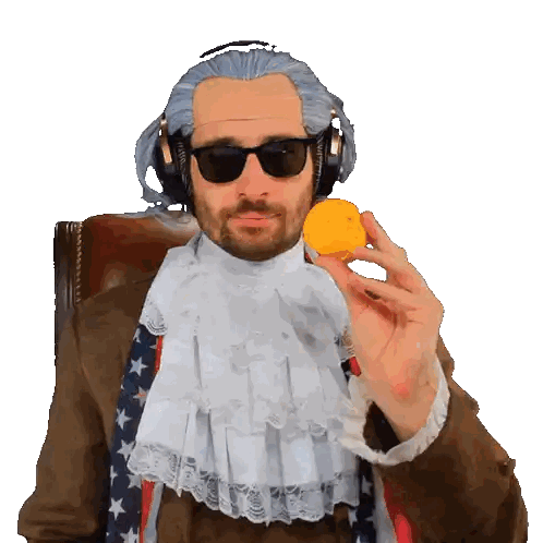 Man With Wig And Sunglasses Holding Yellow Ball Sticker