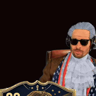 Man With Wig And Sunglasses Next To Soccer Card 99 GIF